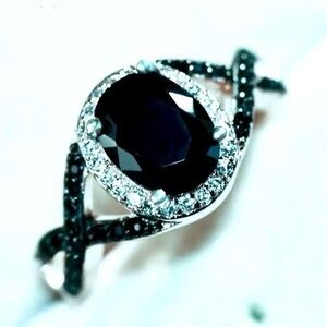 Black Onyx & White Diamond Ring